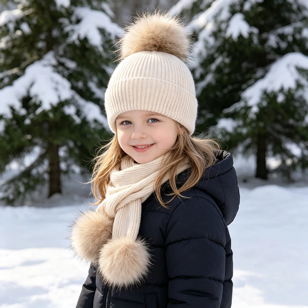jxwatcher-kids-winter-sets-with-big-real-fur-pompom-autumn-winter-boys-and-girls-casual-knitted-beanie-scarf-sets-new-arrival
