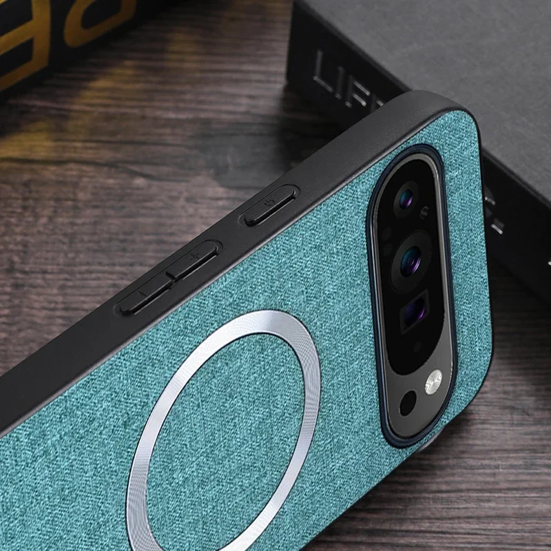 Funda de tela para Magsafe para Google Pixel 9 10 11Pro XL 8 7 6 9 10Pro 10A 9A 8A 7A 6A, cubierta de PC a prueba de golpes con carga magnética 5