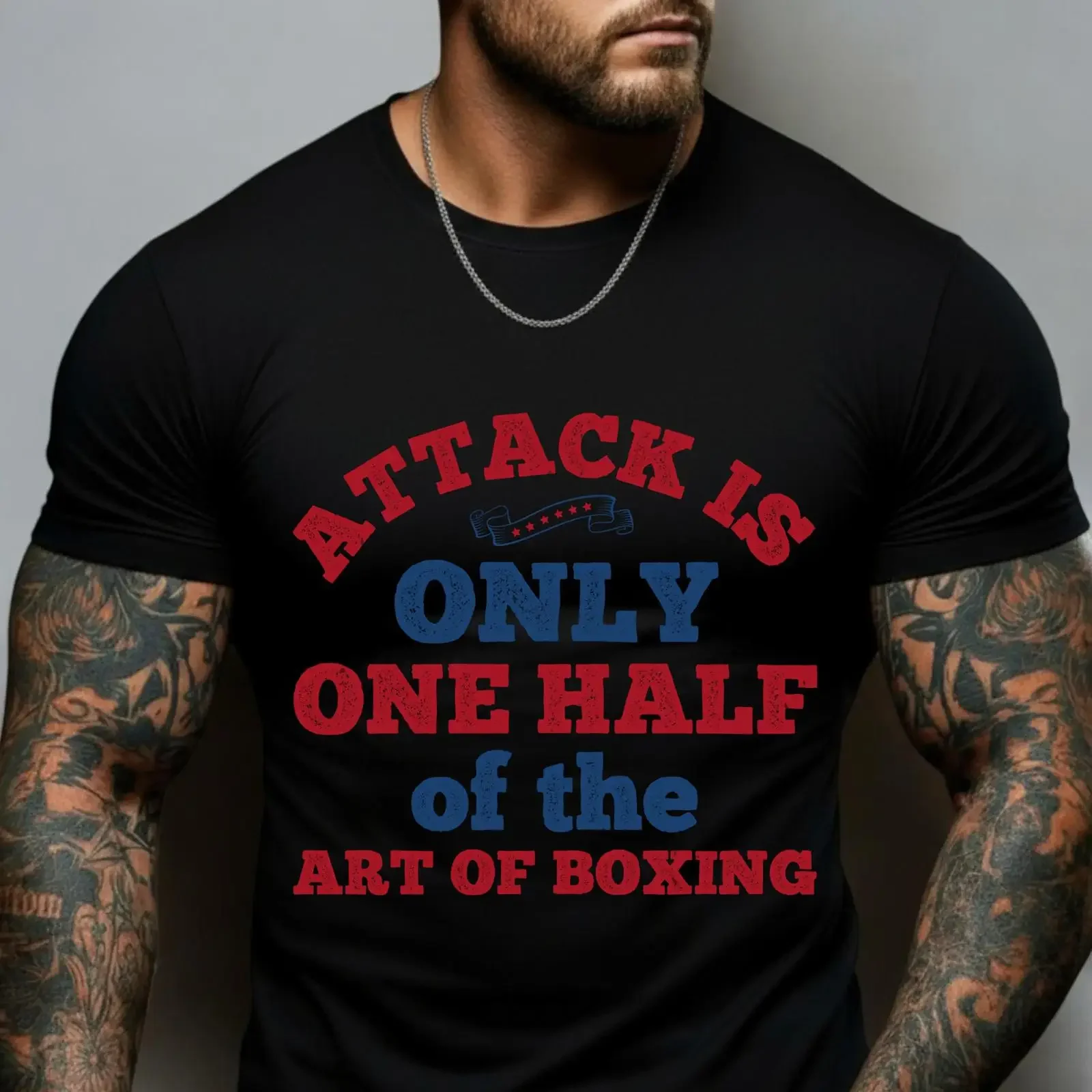 Attack Is Only One Half Of The Art Boxing T Shirt Retro Varsity Boxer Quote Vintage Gym Training Top For Fighter vintage