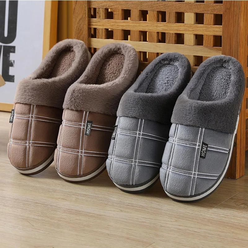 New Winter Man Slippers House Winter Indoor House Comfort Flat Heel Slides Home Indoor Bedroom Zapatillas Casa Mujer