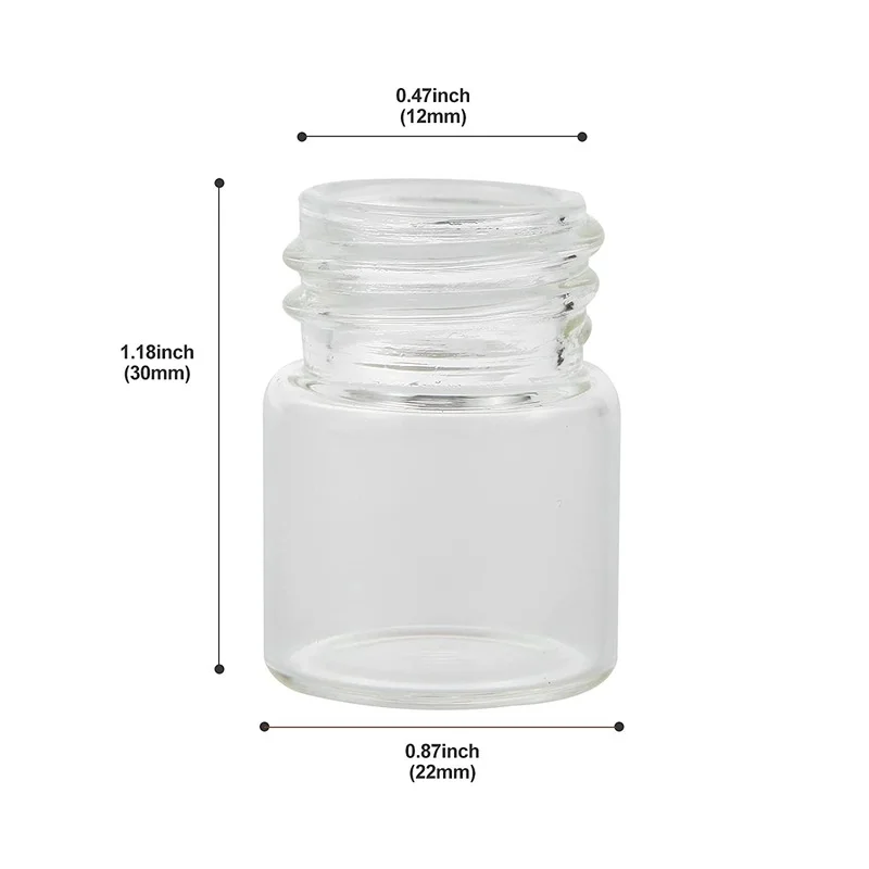 5ml/10ml/15ml/20ml Glass Vials with Screw Caps and Plastic Stoppers, Small Clear Liquid Sample Vial, Leak-Proof Vial, 12PCS