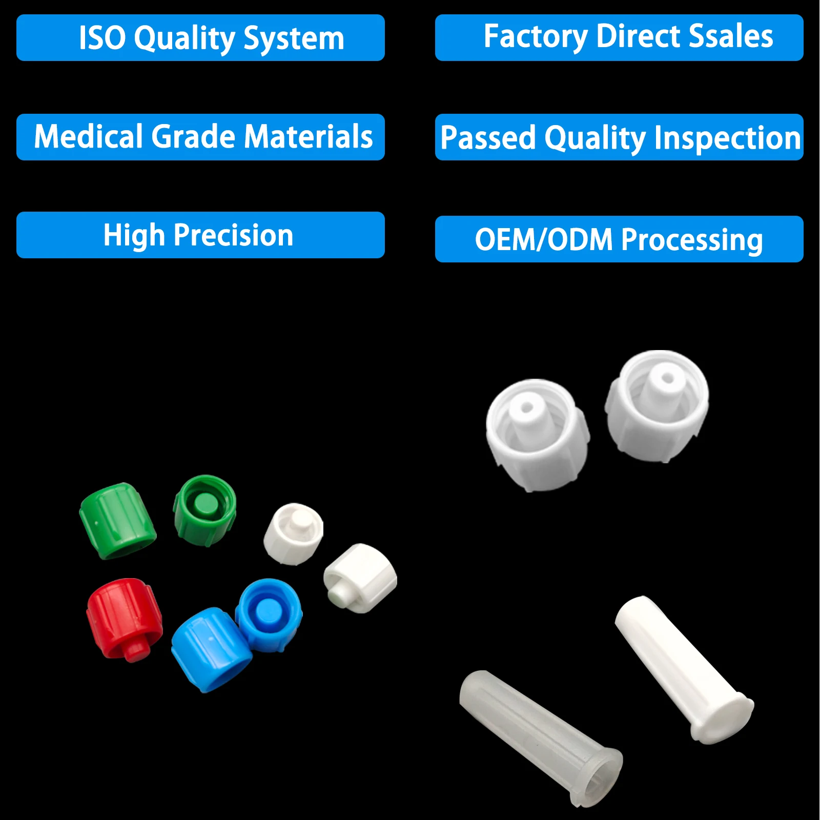 500 szt. męskich zaślepek Luer z otworem na złącze Luer Lock, męskie zaślepki Luer z otworem, do zastosowań medycznych i laboratoryjnych, jednorazowe