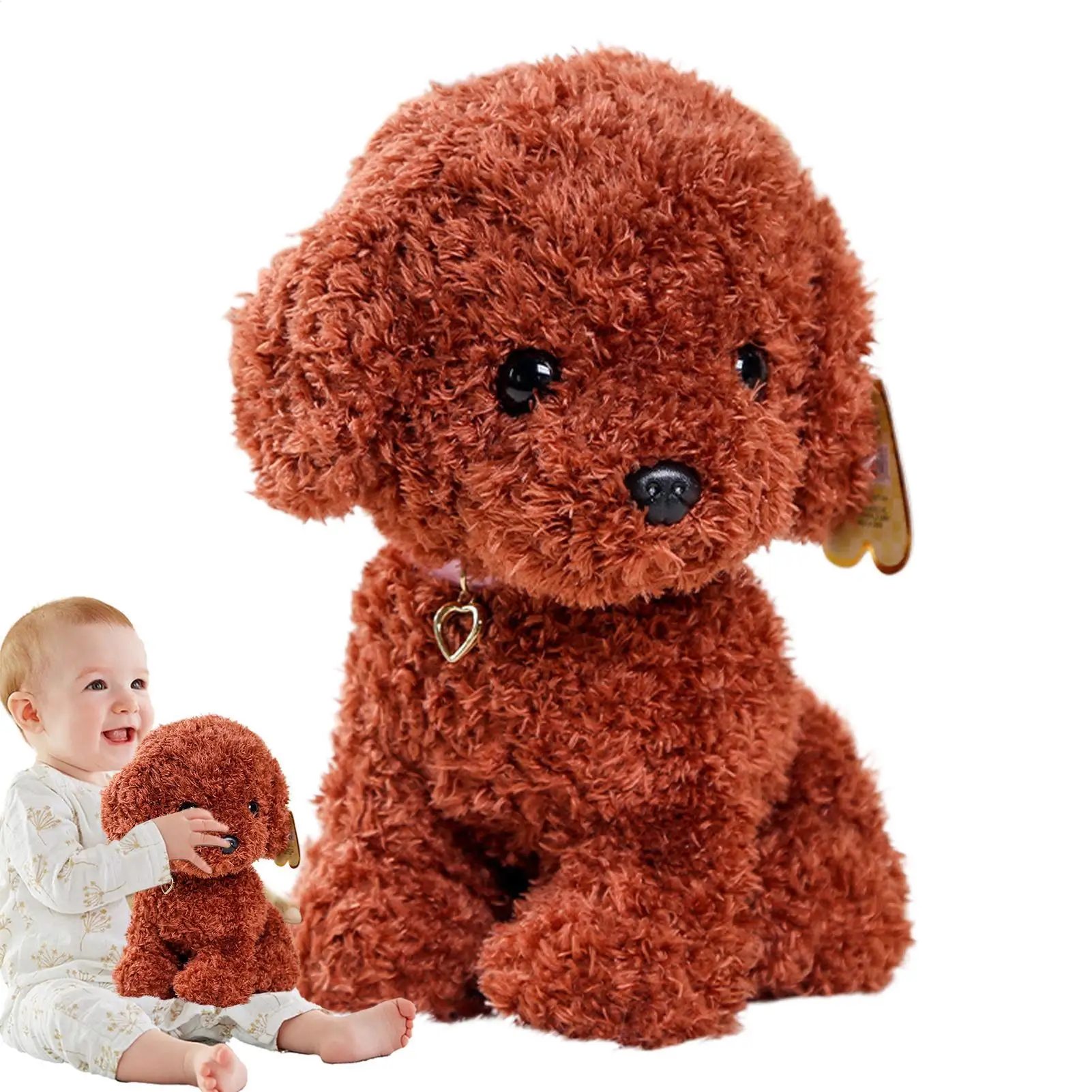 

Animal Plush Toy Soft Brown Curly Hair Decoration Hugging Pillow Dog Stuffed Toys for Children Home Decor Bedroom Living Room