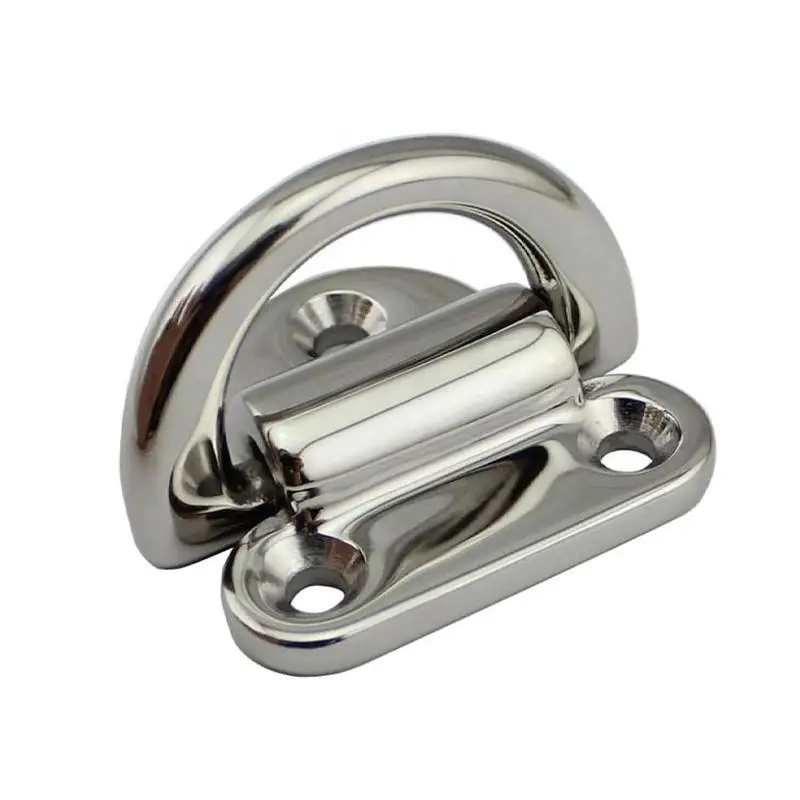 New 316 Stainless Stee Folding Polish Marine Boat Deck Pad Eyes Lashing D Type Ring Tie Anchor Fixing Cleat Plate