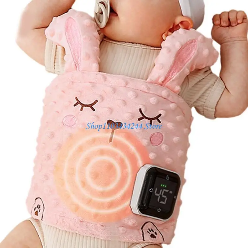 Rechargeable Heated Baby Tummy Wrap with 3-Gear Adjustable Temperature and 5 Gear Massage Modes for Colic Relief
