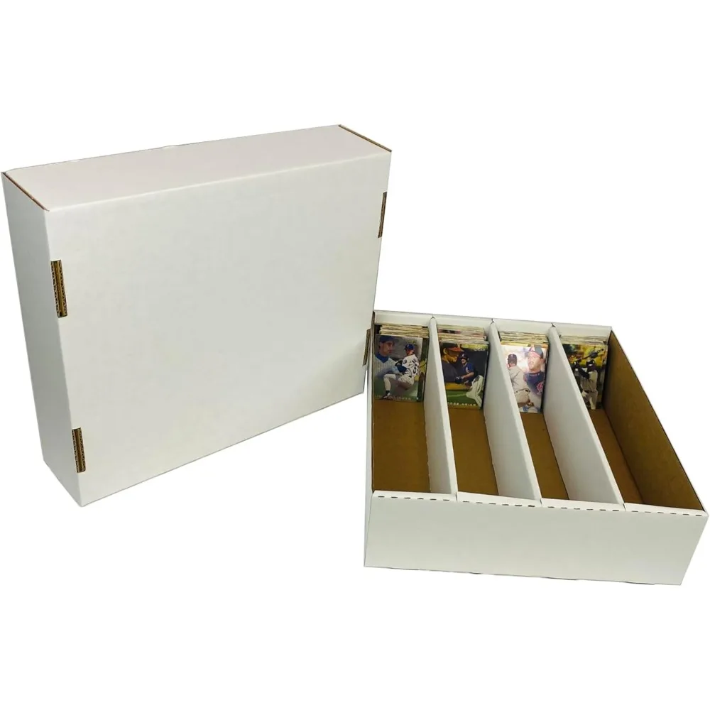 

(25 4 Row Trading Card Storage Box - Durable Cardboard Box for Sports, Card Collection - 200 lb. Test Strength, Full Lid Design
