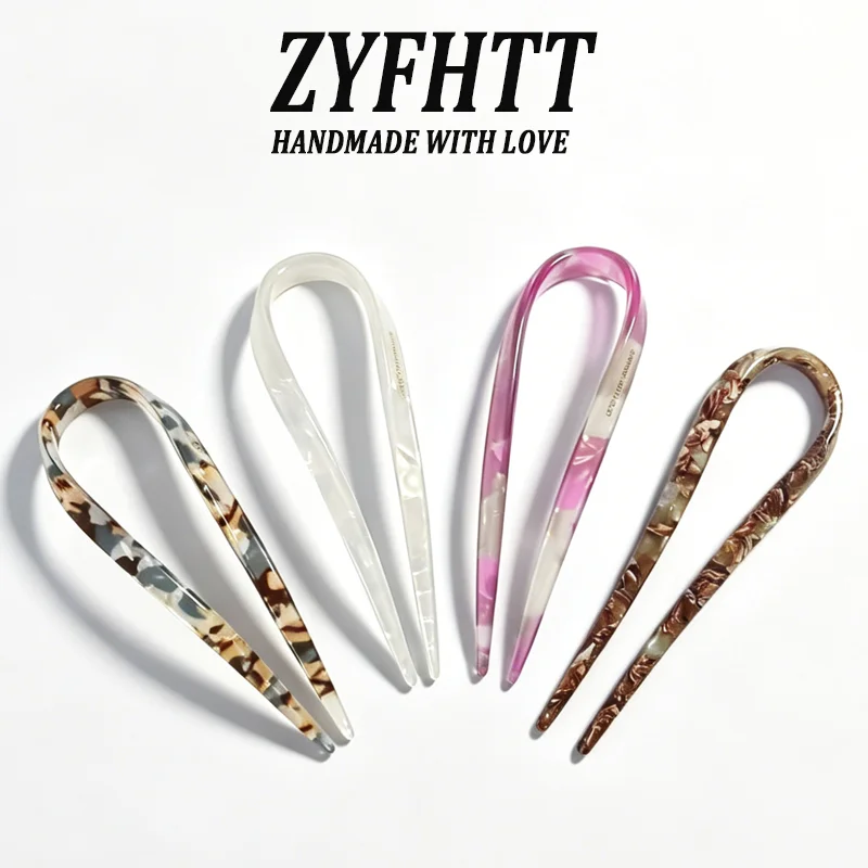 1/4pcs ZYFHTT U-shaped Acrylic Hair Clip for Women Korean Style Daily wear Ponytail clip Fashion Girl Hair Stick hairpin