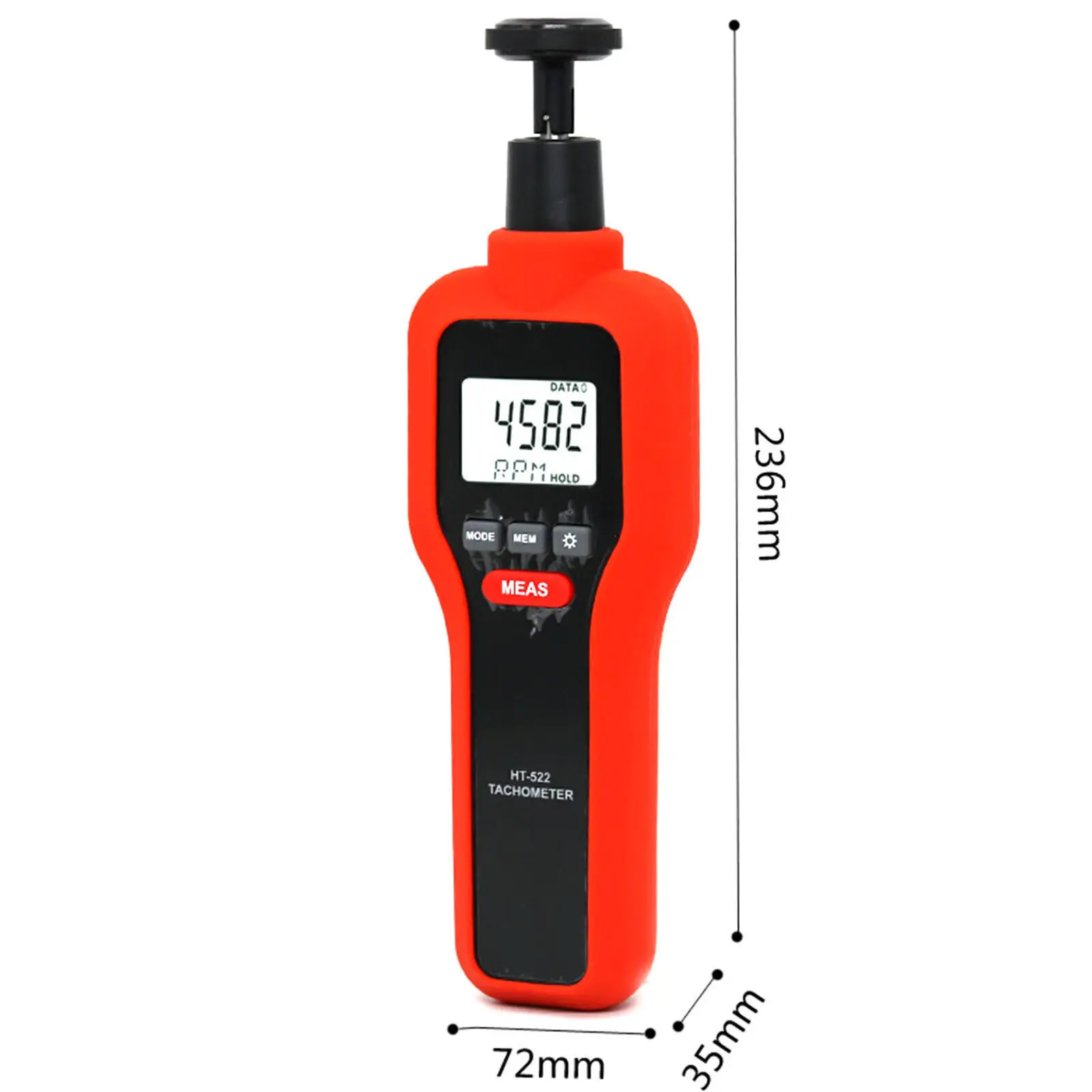 Handheld Non-Contact & Contact Digital Tachometer Tach Rotate Speed Meter 9v Battery(Not Included) 7.3*2.8*1.2in