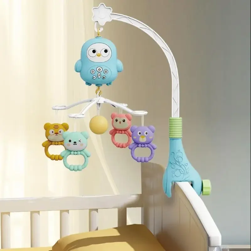 Mobile berceau d'animal dessin animé pour bébé, développement sensoriel auditif, hochet rotatif, jouet suspendu pour le