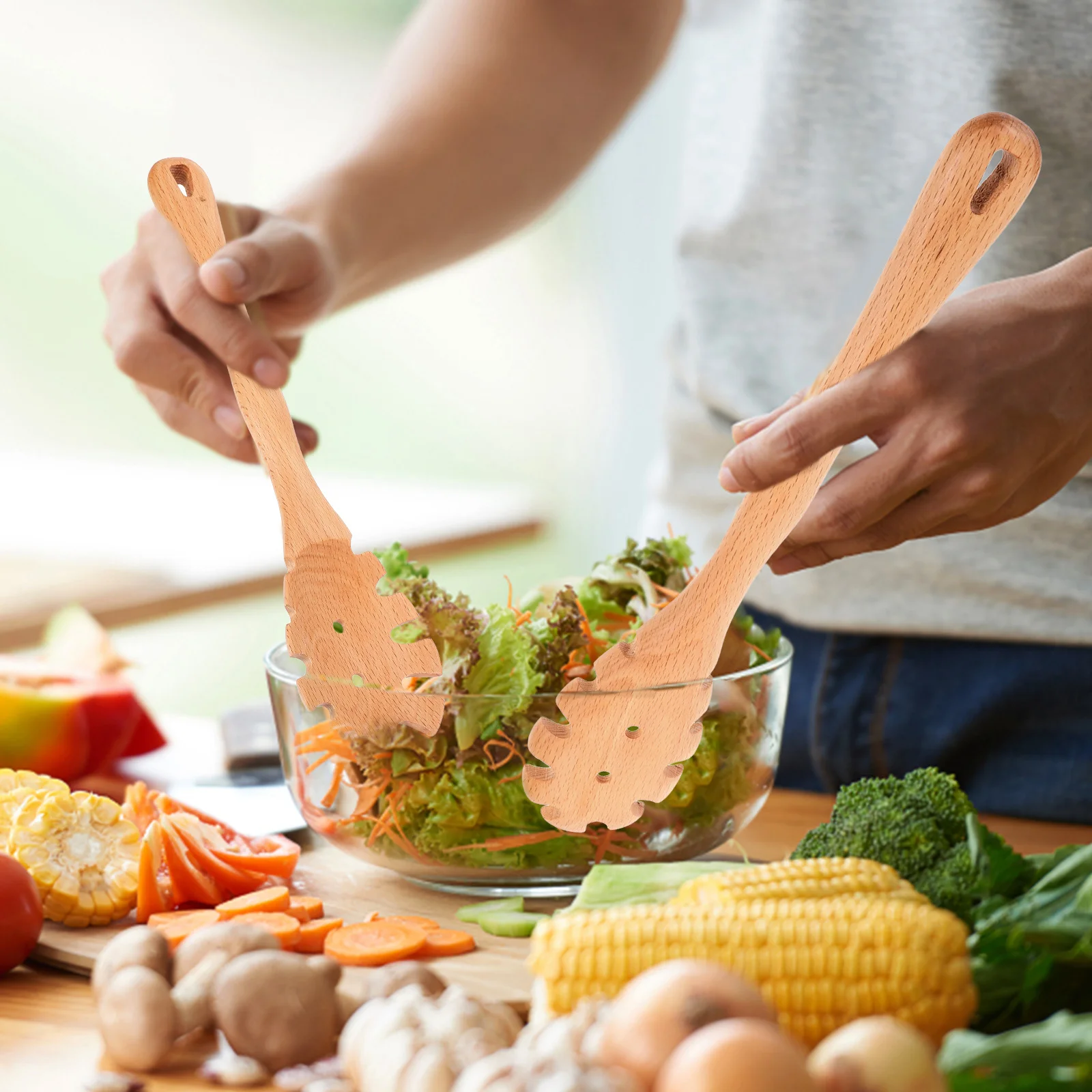 

Wooden Spaghetti Server Noodle Strainer Kitchen Tool Household Restaurant Multi-Purpose Soup Ladle Pasta Tongs Scoop