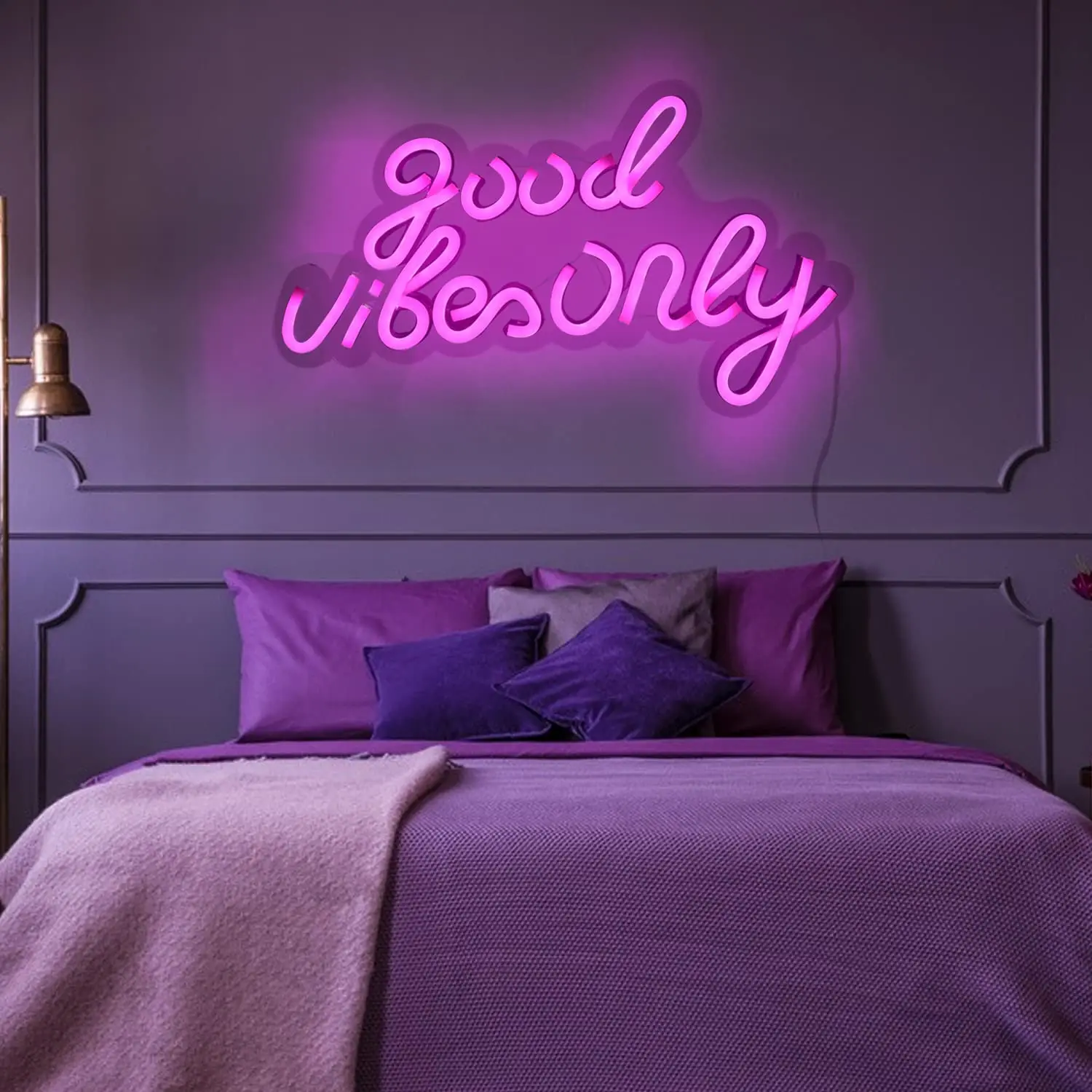 Custom Good Vibes Only Neon Sign Blue Pink Acrylic Board Bedroom Wall Decor LED Lights for Party Bar Lamps USB with Switch