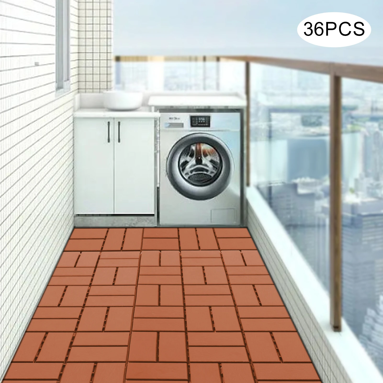 

36Pcs 12"x12" Plastic Interlocking Deck Tiles Outdoor Patio Flooring Tiles Waterproof Patio Pavers PP for Balcony Backyard