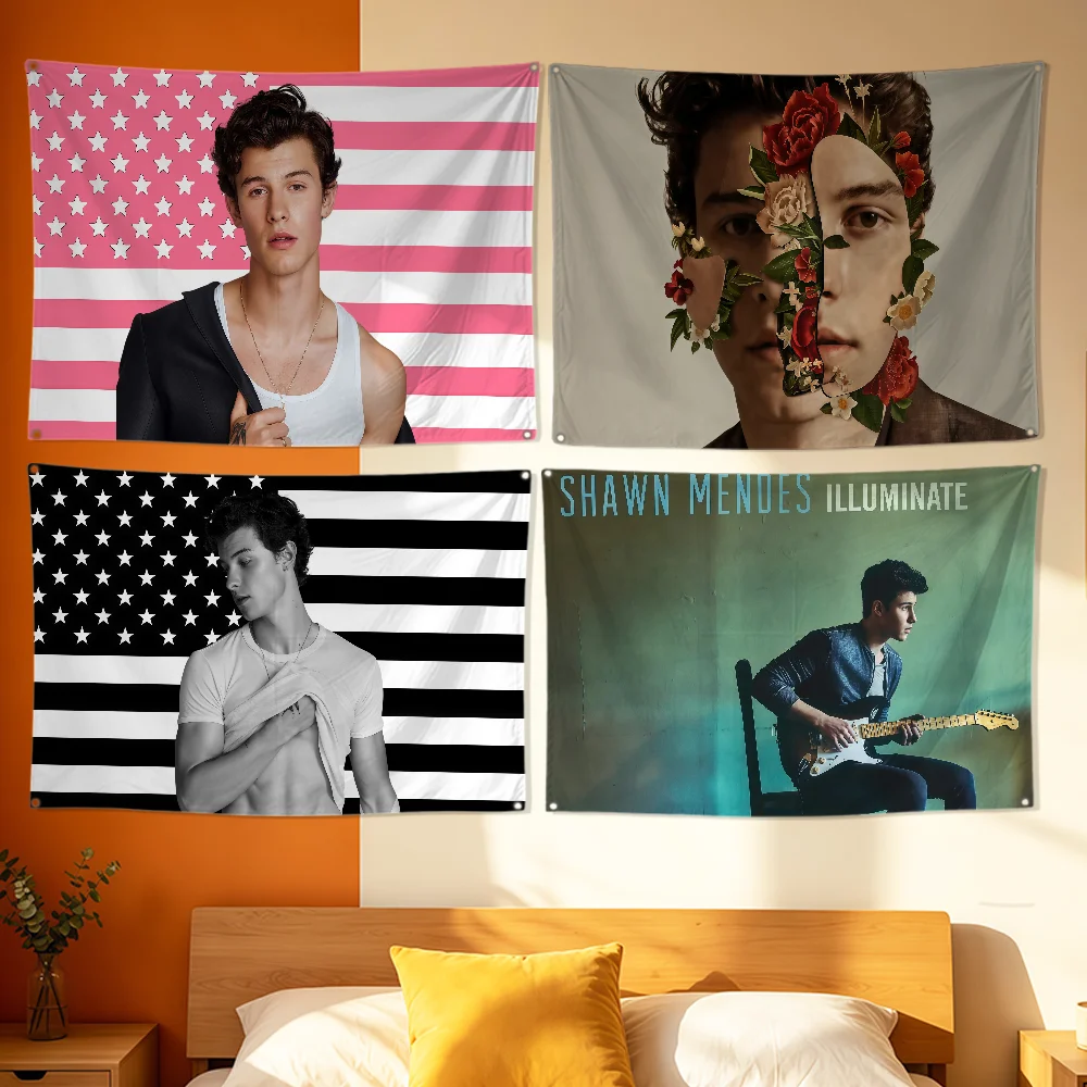 Singer S-Shawn Mendes Flag Polyester Printing Banner For Bedroom Living Bar Garden Garage Wall Art Out Door Decoration Fans Gift