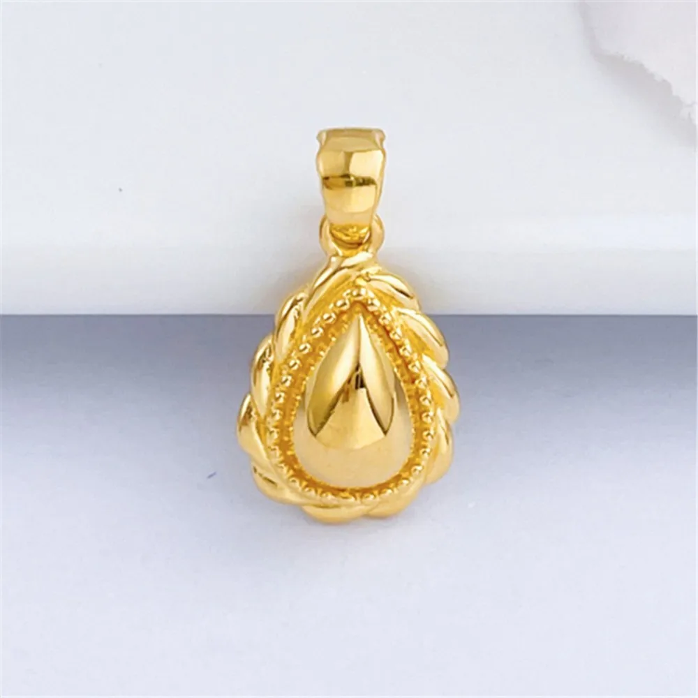 

Real Pure 999 24K Yellow Gold Men Women Gift Lucky Twist Water Drop Pendant 2.13-2.22g