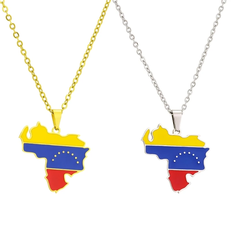 Stylish Venezuela Map Pendant Choker Vintage Clavicle Chain for Men Women