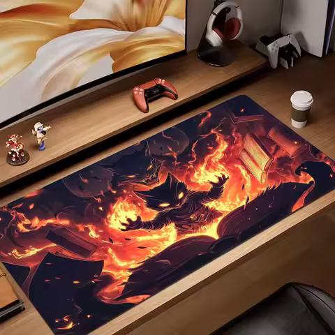 Flame Demon Cat anime Mouse Pad magic playmat rubber anti-slip Desk Mat XXL gaming mat gamer pc accessories keypad mousepad