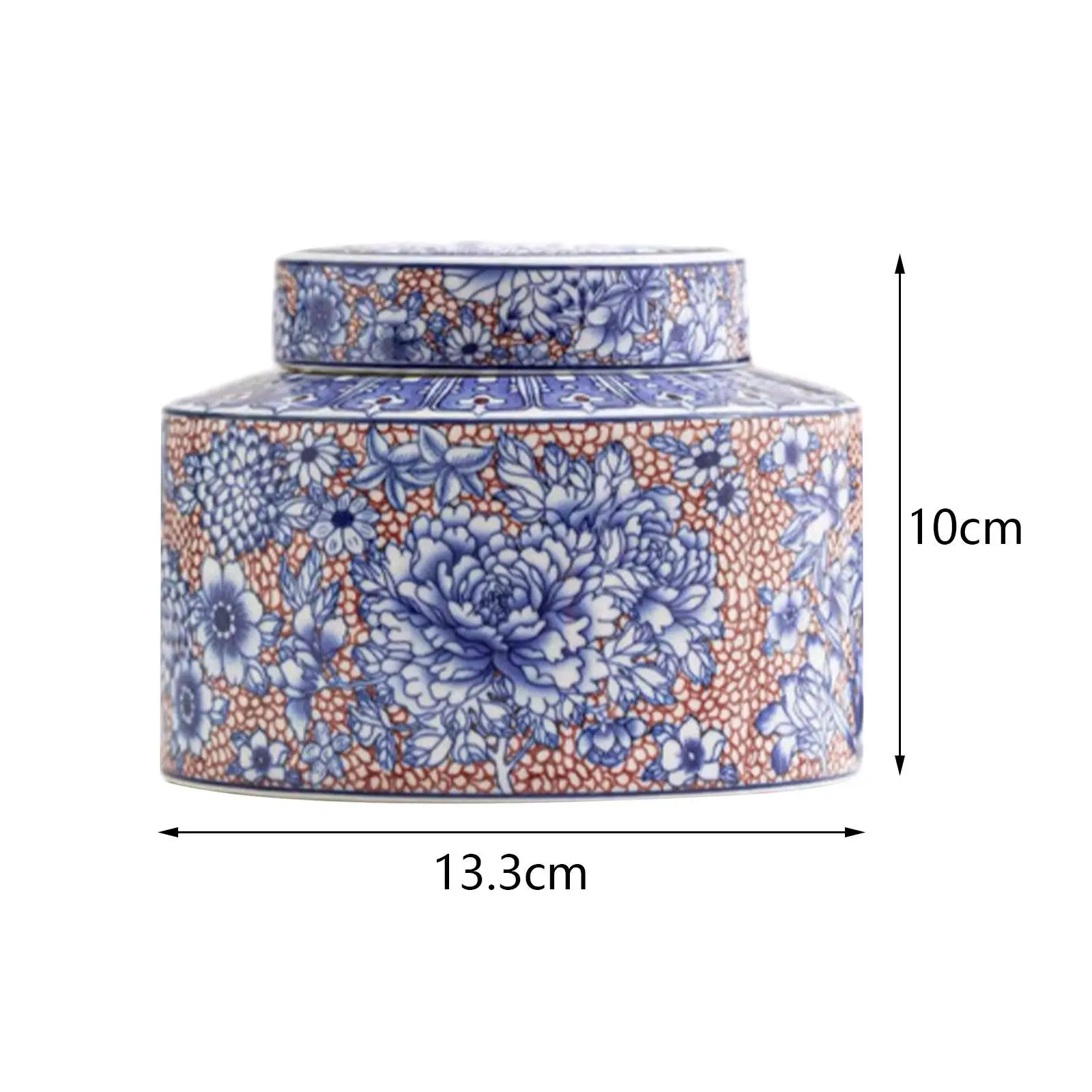 Porcelain Tea Canister Portable Table Kitchen Countertop Food Storage Jar for Restaurant Living Room Office Home Decor