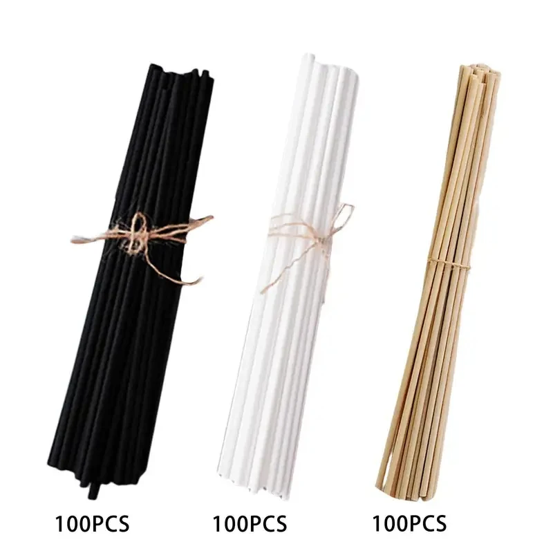 100 Unidades de Varetas Difusoras de Aroma de Fibra de 3mm e 8 Polegadas para Casa, Quarto, Escritório e Banheiro