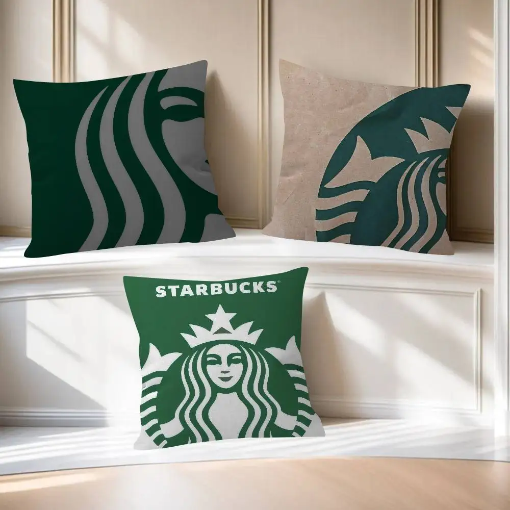 Funda de cojín con logotipo de Starbucks, para el hogar, oficina, dormitorio, sofá, coche, 45x45cm