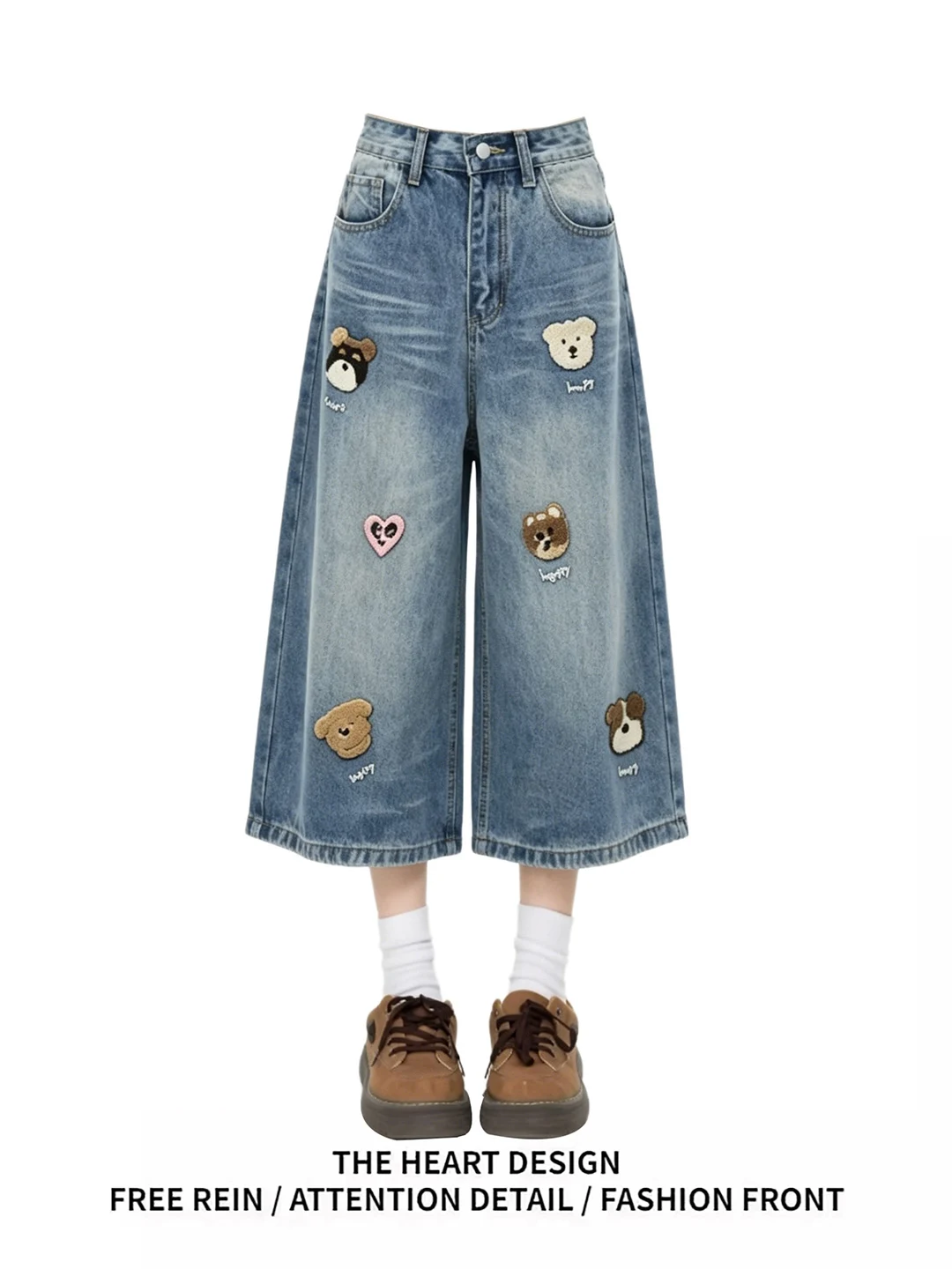 

High Waist Slimming Casual Wide Leg Straight Jeans Women's Style 2026 Summer New High Quality Embroidery Knife Denim Pants