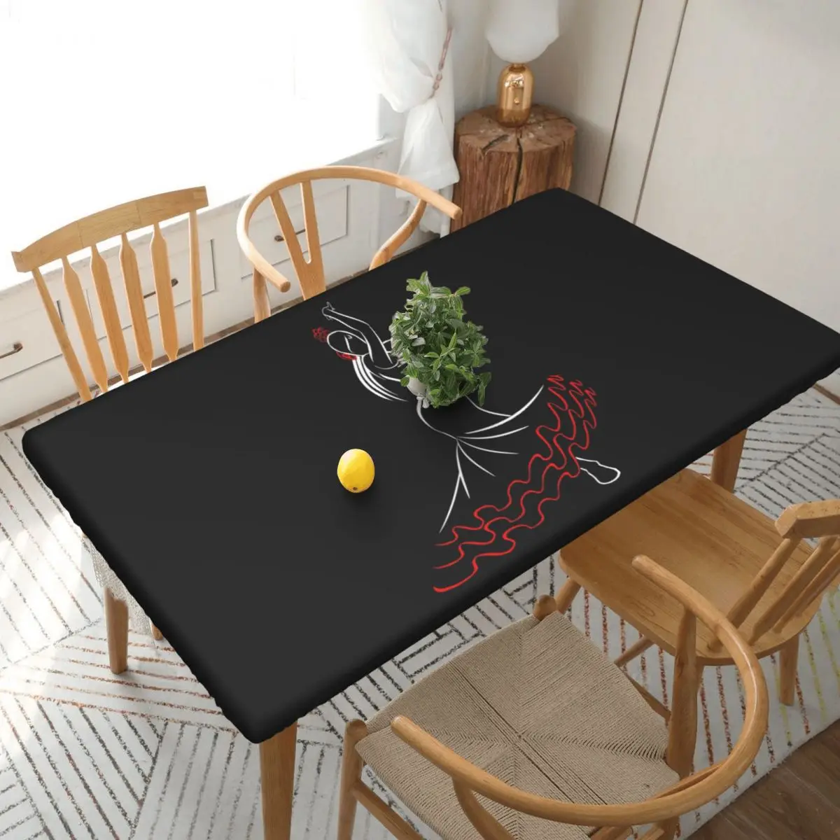Spain Flamenco Dancer Front Customized Rectangular Tablecloth Oilproof Table Cover for Dining Events Table Cloth