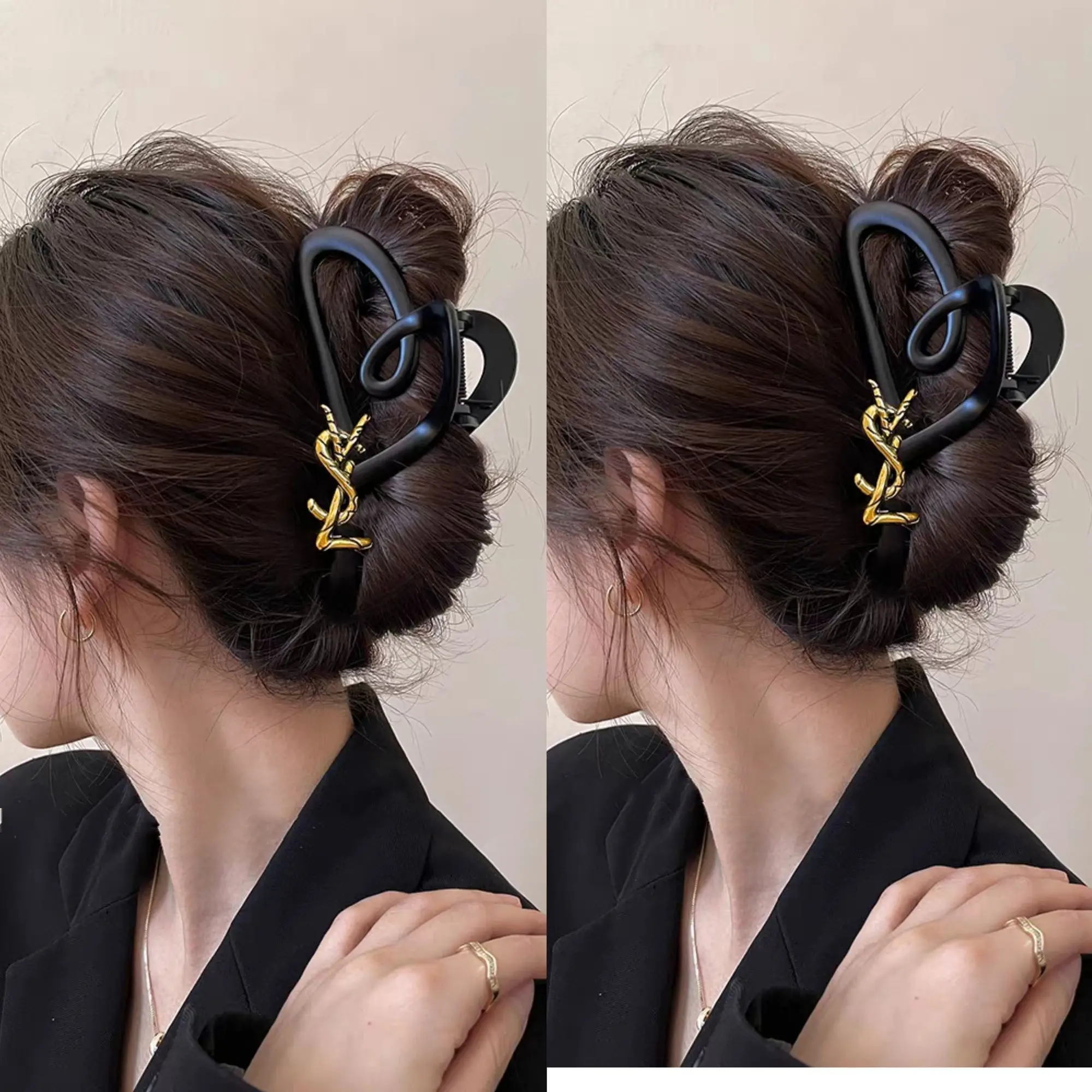 2025 novo feminino acrílico clipe de cabelo em forma de garra moda metal letra design grande tubarão clipe de cabelo decoração elegante clipe de cabelo moda