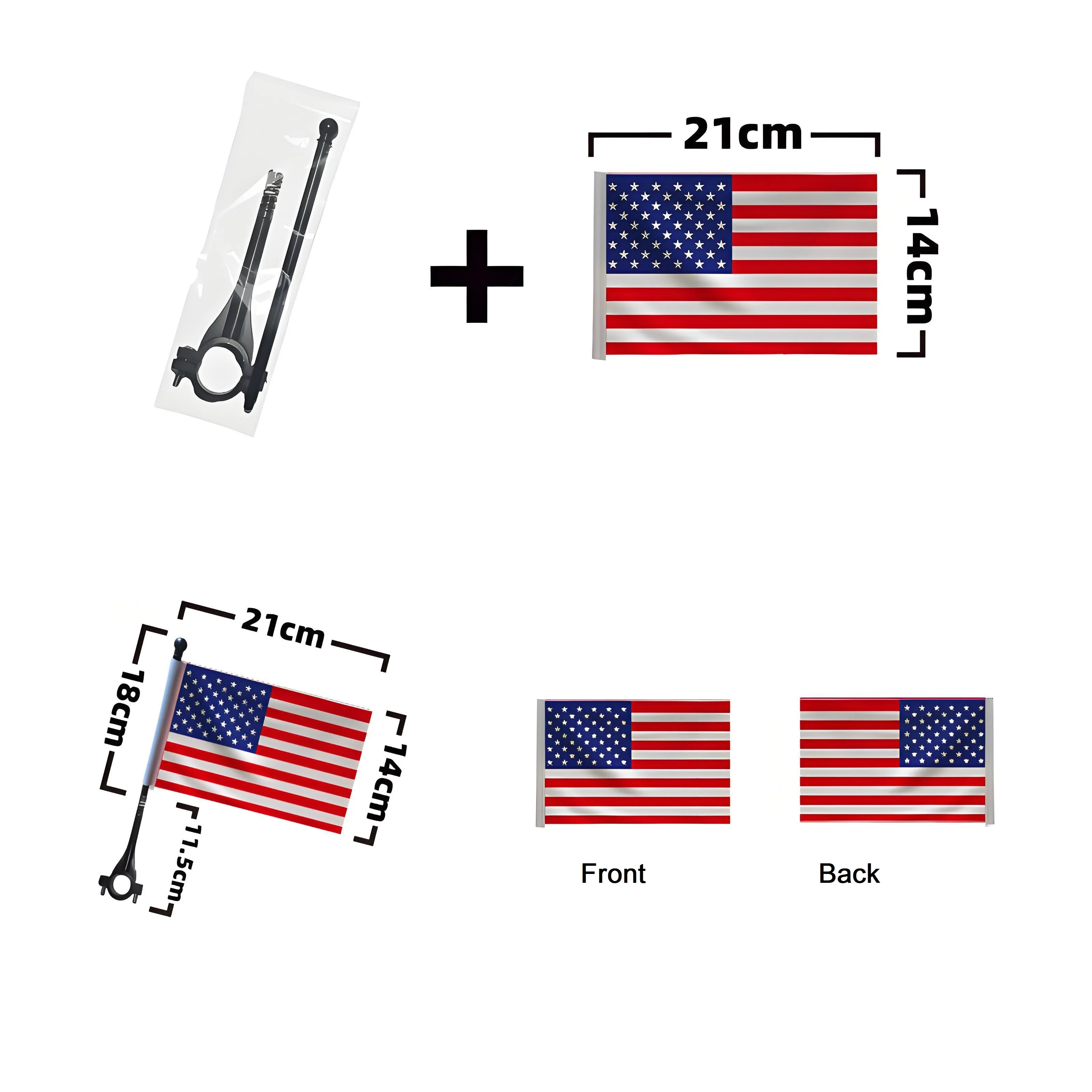 14*21cm American Bike Flag Thick Polyester Double-Sided Print Custom Any Design Patriotic Cycling Flag for Outdoor Riding
