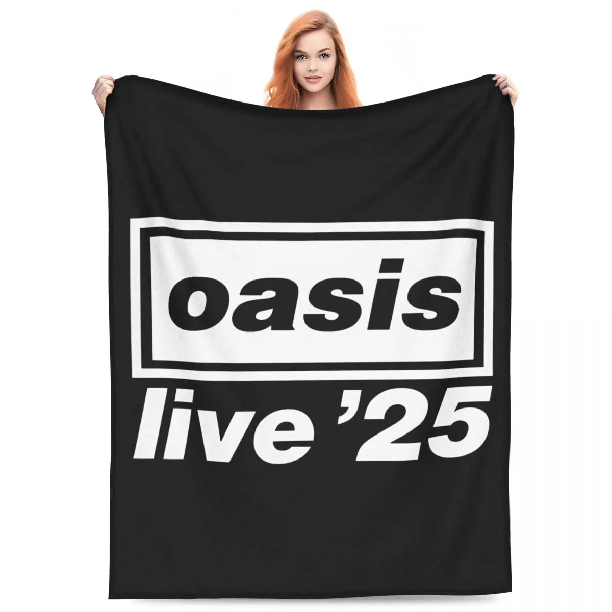 Confortevole 2025 O-Oasis Live \'25 Rock Band Fans coperta Merch Room coperta decorativa leggera in pile sottile per camera da letto