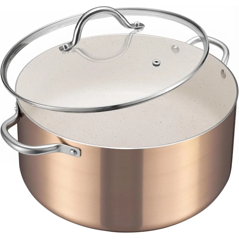 

Large 12 Quart Nonstick Cooking Pot with Lid, Induction Stock Pot,Soup Pot for All Stovetops,Nontoxic & Oven Safe,PFOA PFAS Free