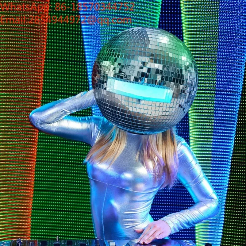 Mirror Glass Reflective Helmet Shiny Face‑covering Headwear Party Stage Performance Prop