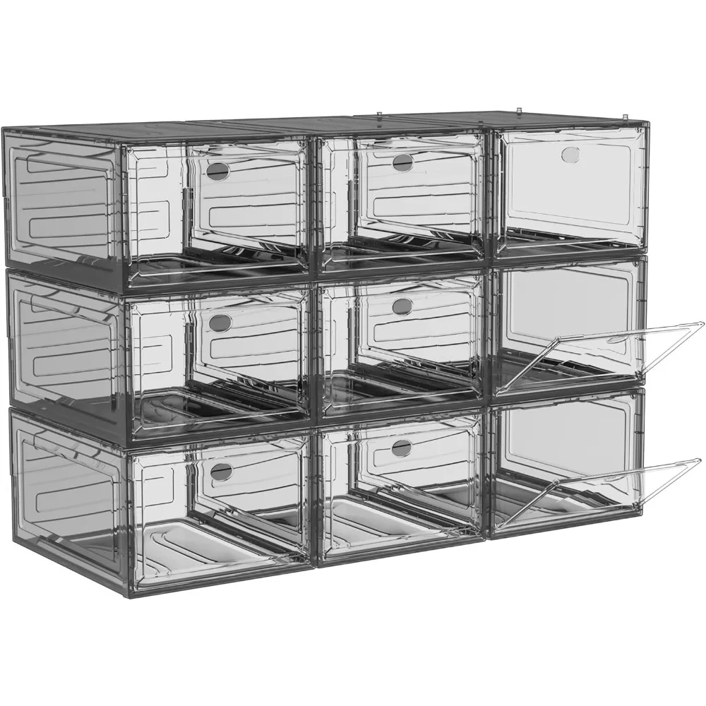 Pack Shoe Organizer, Upgrade Harder Solid Plastic Shoe Storage, Shoe Boxes Clear Plastic Stackable, Sneaker Storage,