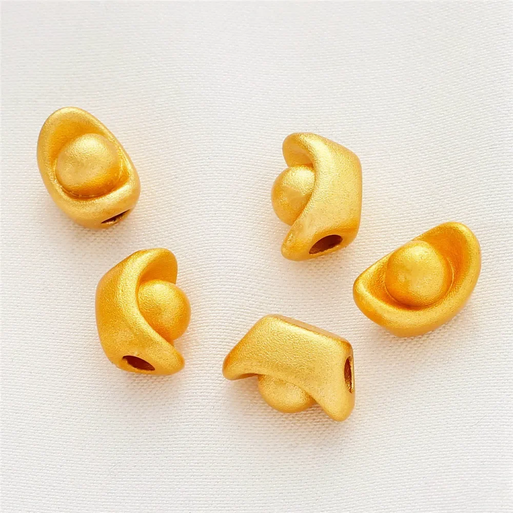

18K Gold-plated Sandblasted Gold Ingots Perforated Beads DIY Loose Bead Bracelets Necklaces Braided Strings Bead Accessories