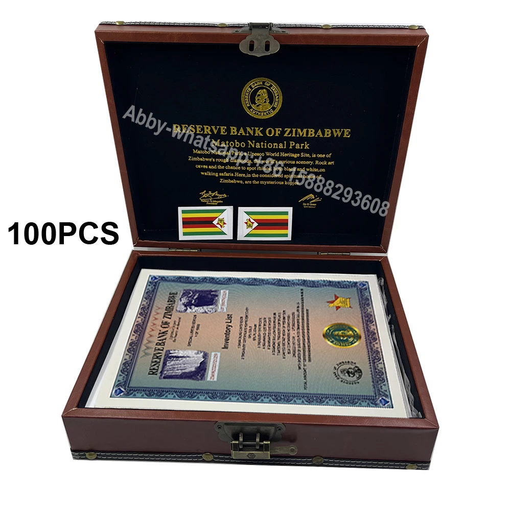 

100Pcs/Box Reserve of bank Zimbabwe Banknotes Googolplex Containers certificate in Serial Banknotes with UV light collectilbes