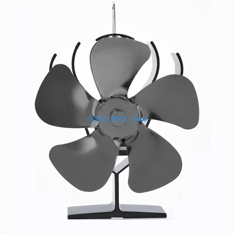

L8RC Rooms for Burner Fan 5-Blade Heat Powered Stove Fan for Wood Log Eco Friend
