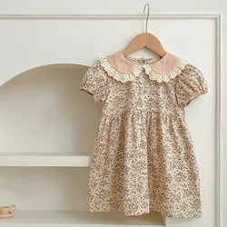 2024 Kids Clothes Girls Casual Dresses New Summer Kids Baby Flowers Print Costumes Floral Party Birthday Princess Vestidos 2-6Y