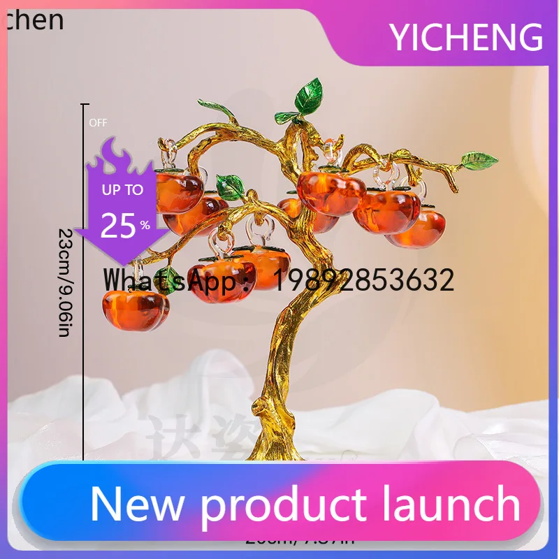 

ZZ- "Everything Goes Well" Enamel Persimmon Tree for Living Room, Entryway, Decorative Cabinet, Housewarming Gift, Craft Item