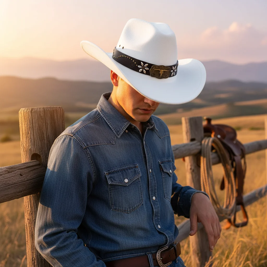 

Unisex Cowboy Hat Western Style With Leather Belt Decoration For Riding And Outdoor Activities