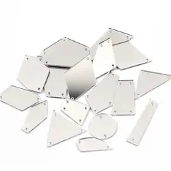 New Clear Strass Wholesale 30Pcs Acrylic Mirror Sew on rhinestones Irregular Acryl flat back Mirror with holes for Dress