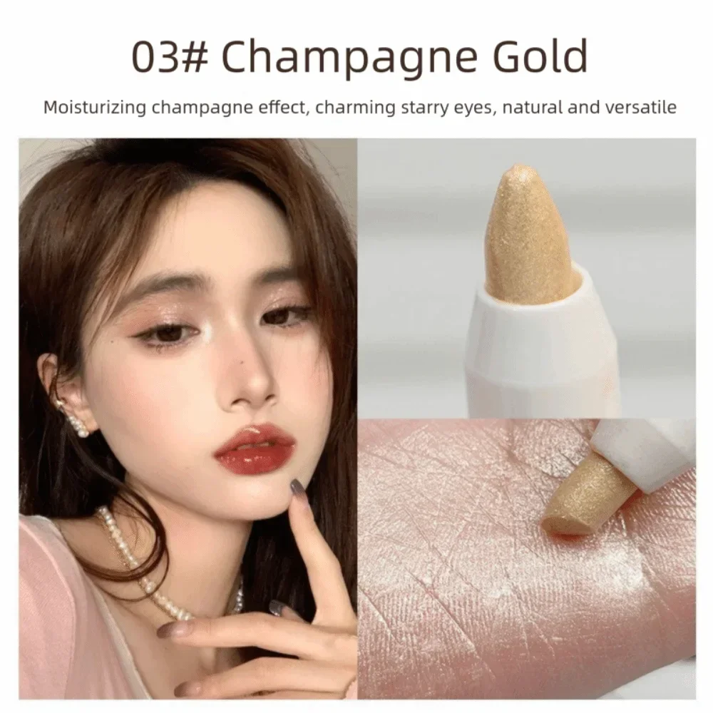 ブライトニング ハイライター ペン パール ブライト マット アイシャドウ スティック ロングラスティング ホワイト/ゴールド トーン アイシャドウ ペン