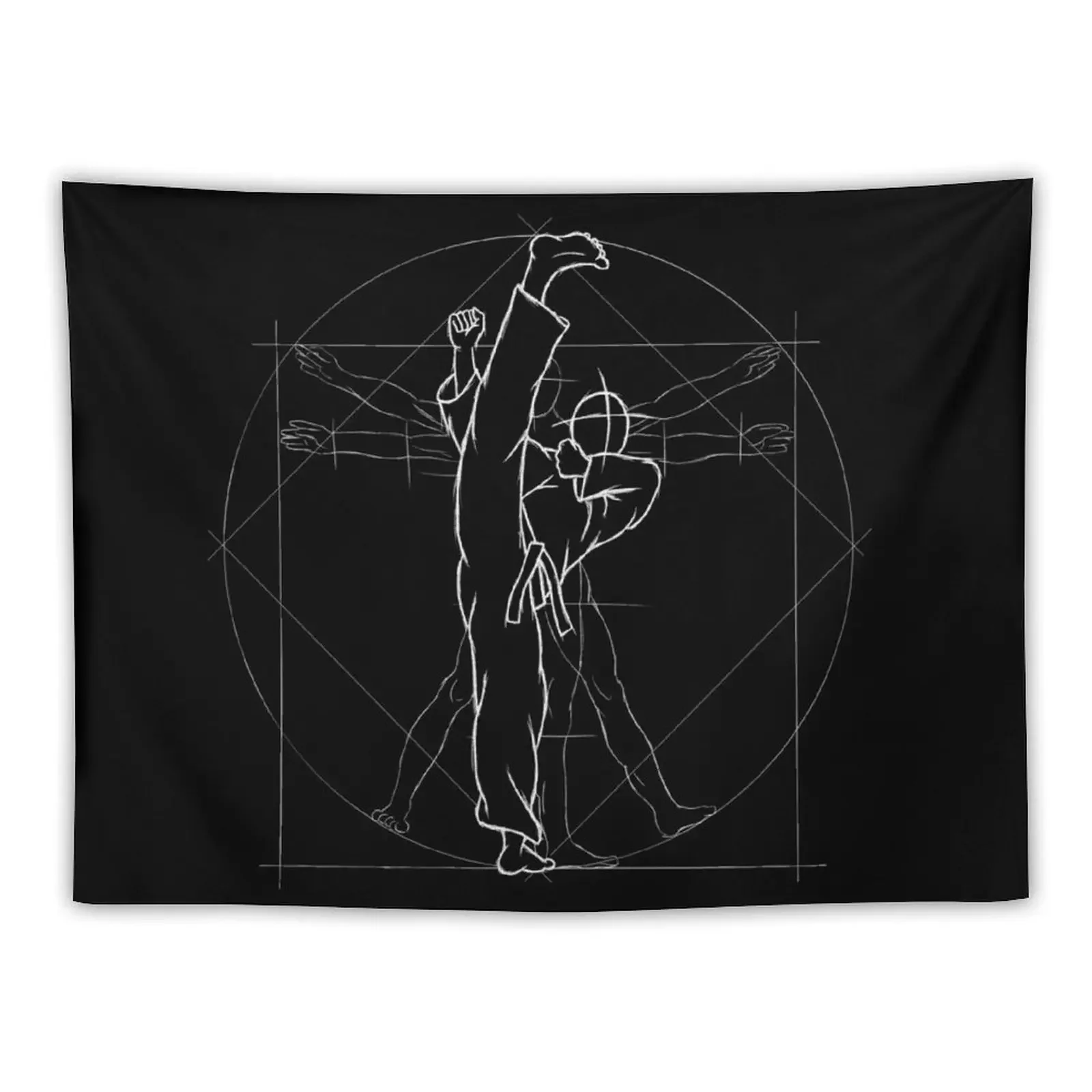 Tae Kwon Do Roundhouse Kick Vitruvian Man Tapestry Bedrooms Decorations Home Decoration Bedrooms Decor Tapestry