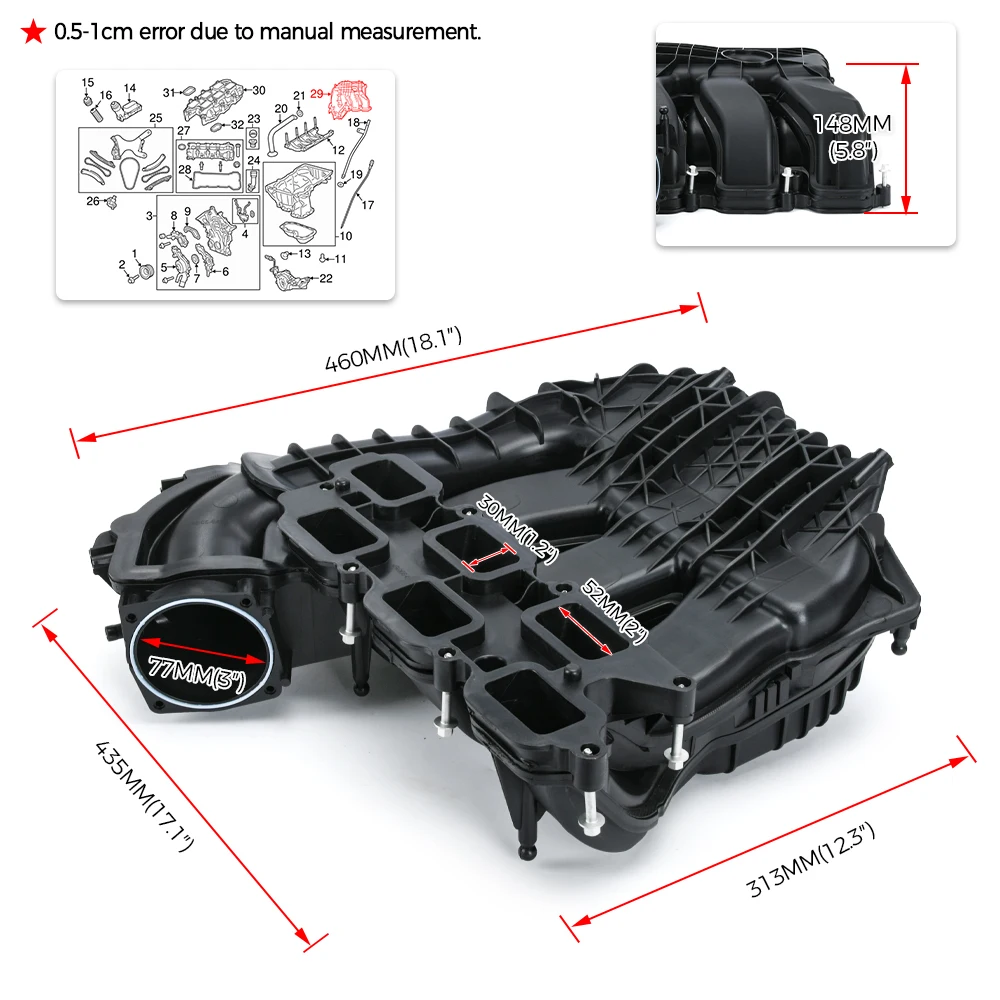 Intake Manifold For 11-14 Chrysler 11-14 Dodge Challenger 12-15 Ram C/V For 6 Cyl 3.6L Engine 5184693AE/ 68621090AA