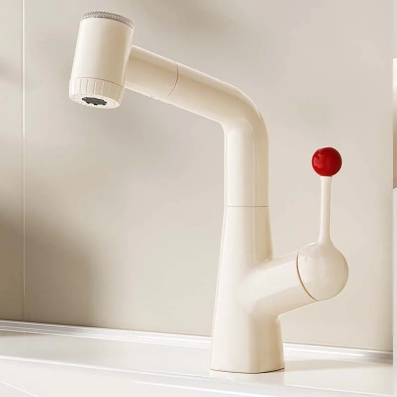 2026 New All-copper Filter Washbasin, Special Cream Wind for Faucet, Household Pull-out Bathroom Cabinet Washbasin