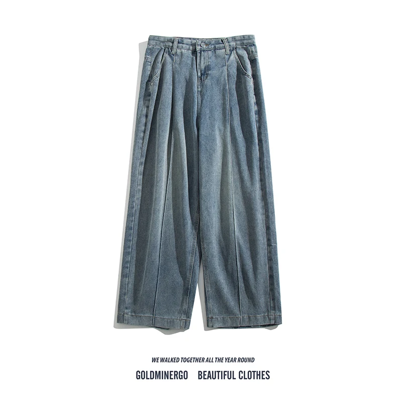 

Мужские джинсы High Street INS, повседневные, свободного кроя, прямые, винтажные, с эффектом потертости, длинные брюки, молодежный тренд, осенняя мода