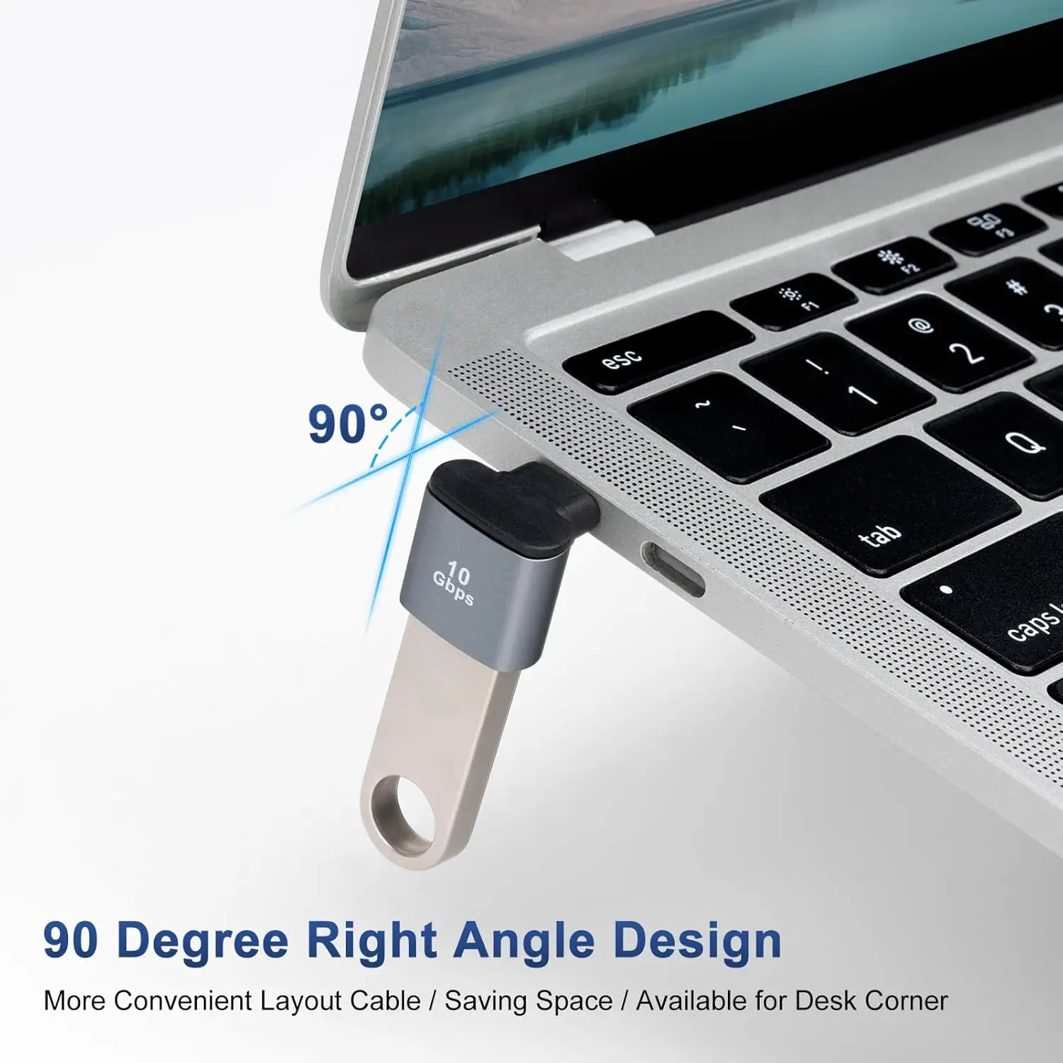90-градусный адаптер USB C к USB 3.1 OTG, прямоугольный адаптер типа C к USB, передача данных 10 Гбит/с для смартфонов, планшетов, ноутбуков