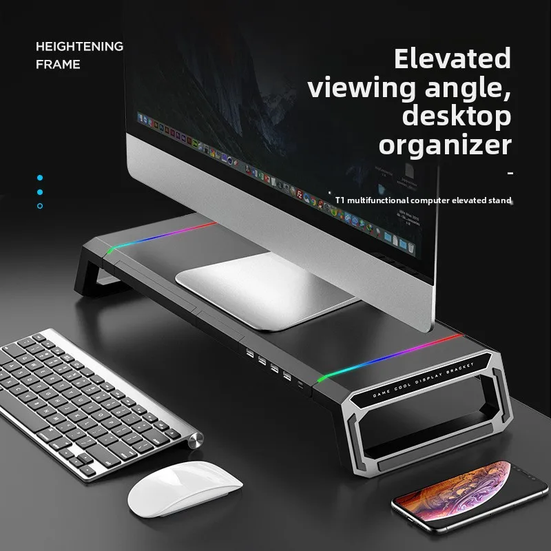 Universal Monitor Riser Stand for Desktop PC Laptop All-in-One Adjustable Height Computer Desk Organizer