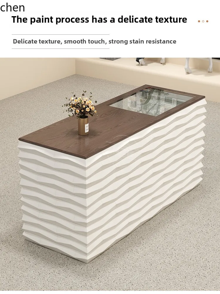 HYS- Women's Decoration Store Glass Display Cabinet Integrated Counter Beauty Salon Company Front Desk Reception Desk