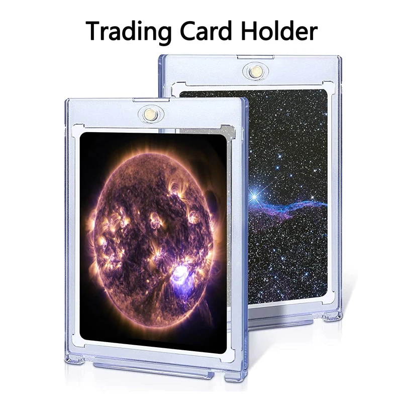 35PT Set Magnetic Cards Holder Acrylic Baseball Sports Star Trading Card Sleeves Clear Playing Kids Gift Toy 2.87 X 4.33inches