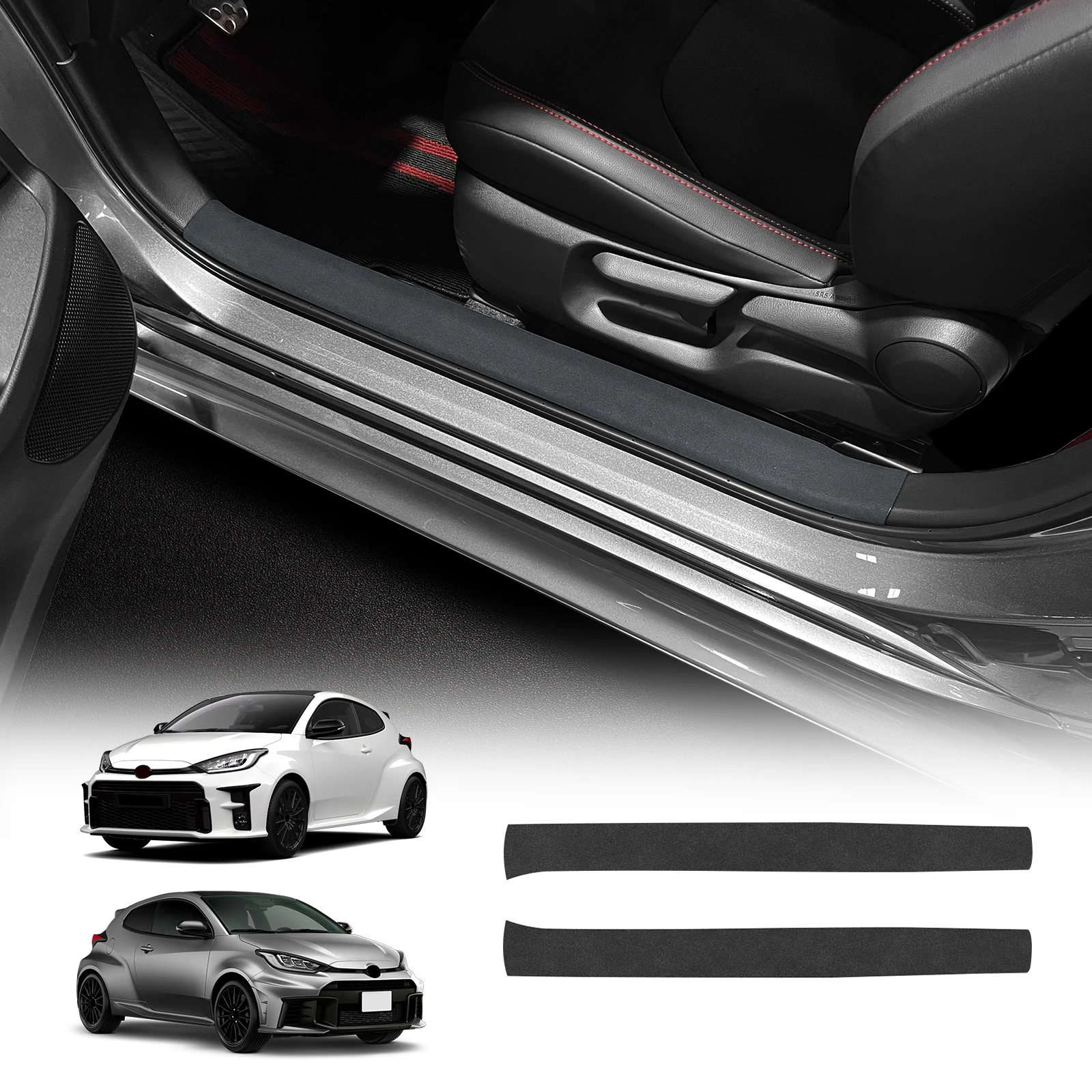 For Toyota GR Yaris 2020 2021 2022 2023 2024 2025 2026 Premium Suede Step Guards Sticker Threshold Door Anti Scratch Protector