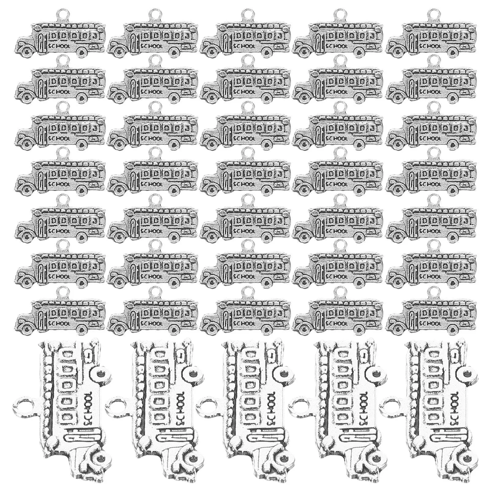 

20pcs School Bus Charms Silver Necklace Bracelet DIY Zinc Alloy Jewelry Crafts Decorative Ornament Mini Accessories