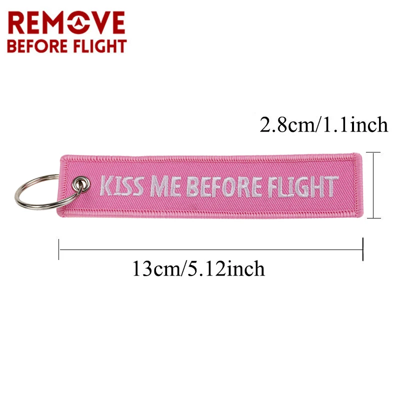 5PCS Kiss Me Before Flight Embroidery Key Fobs Key Tag Motorcycles Cars Backpack Keychain For Men Women Fashion Key Ring